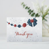 marine & bordeaux bloemen botanisch bedankkaart (Staand voorkant)