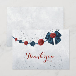 marine & bordeaux bloemen botanisch bedankkaart