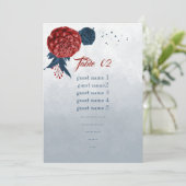 marine & bordeaux bloemen zit tafelnummer (Staand voorkant)
