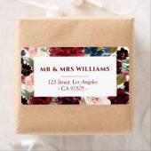 Marine bordeaux bloemenadreslabel etiket (Insitu)