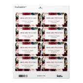 Marine bordeaux bloemenadreslabel etiket (Full Sheet)