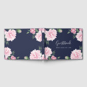 Marine Botanische Bloemen Roze Pioen Elegant Bruil Gastenboek (Volledig)