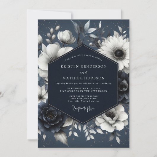 Marine Botanische Grillen Bruiloft Kaart (Voorkant)