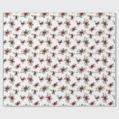 Marine + Bourgogne Bloemen Wrapping Papier (Vlak)