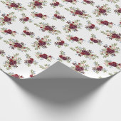 Marine + Bourgogne Bloemen Wrapping Papier (Hoek)