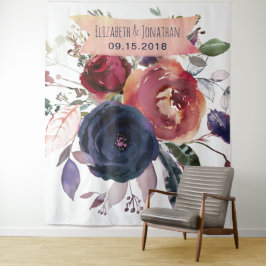 Marine Bourgondië Bloem Fotohokje Achtergrond Wandkleed