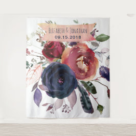 Marine Bourgondië Bloem Fotohokje Achtergrond Wandkleed