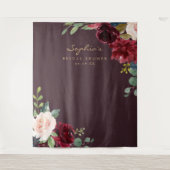 Marine Bourgondië Bruiloftsborrel Decoratie Achter Wandkleed (Voorkant)