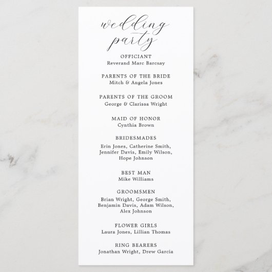 Marine Bourgondië Floral Wedding Ceremony Programm Programmakaart (Achterkant)