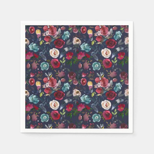 Marine Bourgondië Merlot bruiloft receptie diner Servet (Voorkant)