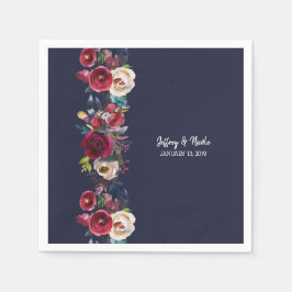 Marine Bourgondië Merlot bruiloft receptie diner Servet