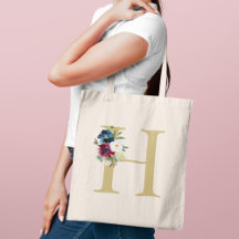 Marine Bourgondische Waterverf Bloemige Monogram