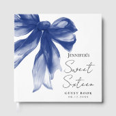 Marine Bow Coquette Script Sweet 16 Feestje Gastenboek (Voorkant)