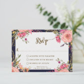 marine bruidsbloemen bruiloft bridal shower antwoo RSVP kaartje (Staand voorkant)