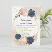 marine bruidsboeket bloemen groene bladeren geomet kaart (Staand voorkant)