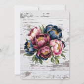 Marine Bruidsroze Pioen Huwelijk Save The Date (Achterkant)