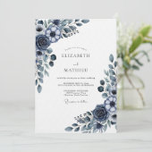 Marine Bruiloem met Bloemen Kaart (Staand voorkant)