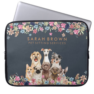 Marine Bruin Knuffel Hond Bloem Laptop Sleeve