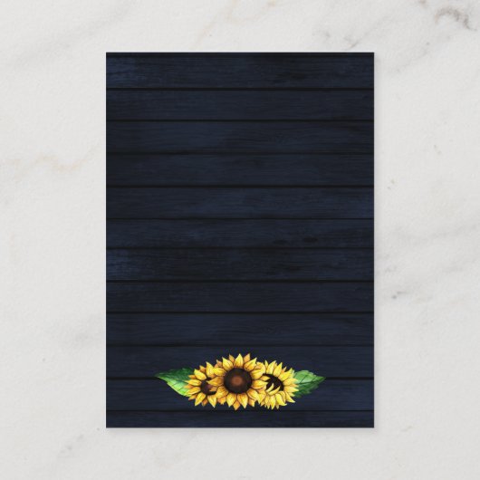 Marine bruinhout bloemige zonnebloemen rustieke tr informatiekaartje (Achterkant)