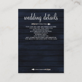 Marine bruinhout bloemige zonnebloemen rustieke tr informatiekaartje