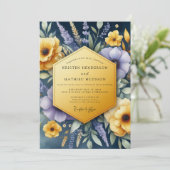 Marine Bruisende Wildebloemen Bruiloft Kaart (Staand voorkant)