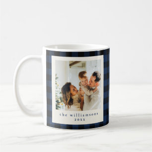 Marine Buffalo Plaid Familie Foto Kerst Naam Koffiemok