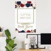 Marine Burgundy Bruidsfeest Fotokader Poster (Thuiskantoor)