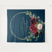 Marine Burgundy Bruiloft Decoratie Achtergrond Wandkleed (Voorkant (horizontaal))