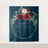 Marine Burgundy Bruiloft Decoratie Achtergrond Wandkleed (Voorkant)