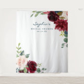 Marine Burgundy Bruiloft Decoratie Achtergrond Wandkleed (Voorkant)