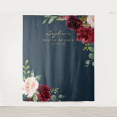 Marine Burgundy Bruiloft Feest Decoratie Achtergro Wandkleed (Voorkant)