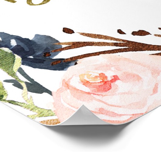 Marine Burgundy Bruiloft Feest Fotokiosk Frame Poster (Hoek)