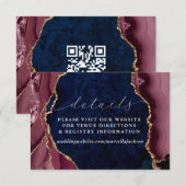 Marine, Burgundy & Goud Agate Details Kaart (Voorkant / Achterkant)