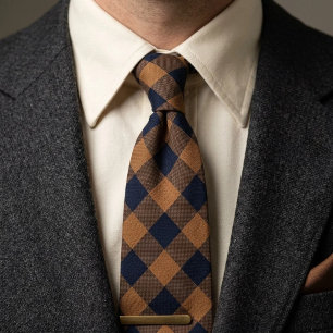 Marine Camel Buffalo Check Gingham Stropdas