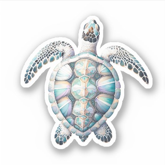 Marine Charm Stickers Waterverf Zee Schildpad (Voorkant)
