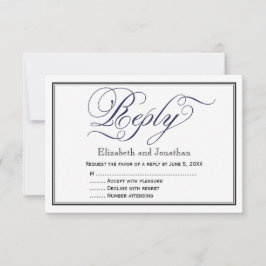 Marine Chic Calligrafie Script Trouw Antwoordkaart RSVP Kaartje