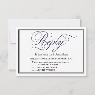 Marine Chic Calligrafie Script Trouw Antwoordkaart RSVP Kaartje