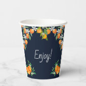 Marine Citrus Liefde Op Het Eerste Bruisende Bruid Papieren Bekers (Achterkant)