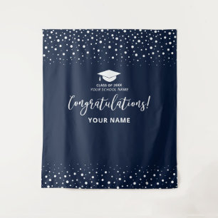 Marine Confetti Felicitatietexiel voor Afstuderen Wandkleed