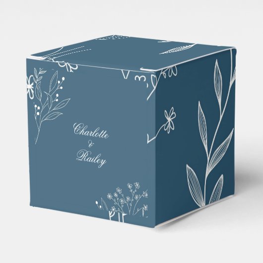 Marine Corner Floral Boho Bruiloft Bedankdoosjes (Voorkant Zijde)