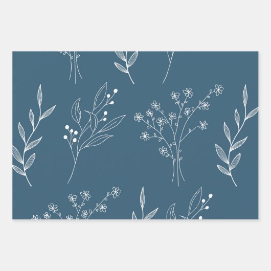 Marine Corner Floral Boho Bruiloft Inpakpapier Vel (Voorkant 2)
