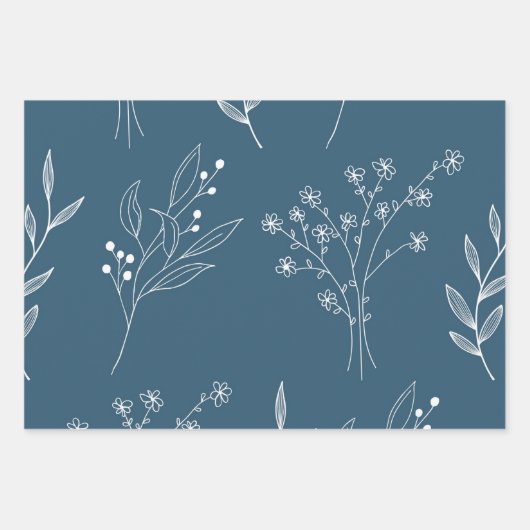 Marine Corner Floral Boho Bruiloft Inpakpapier Vel (Voorkant)