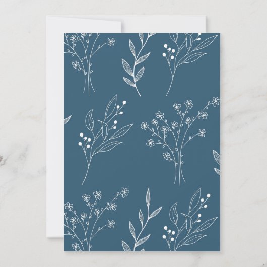 Marine Corner Floral Boho Bruiloft Kaart (Achterkant)