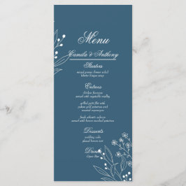 Marine Corner Floral Boho Bruiloft Menu