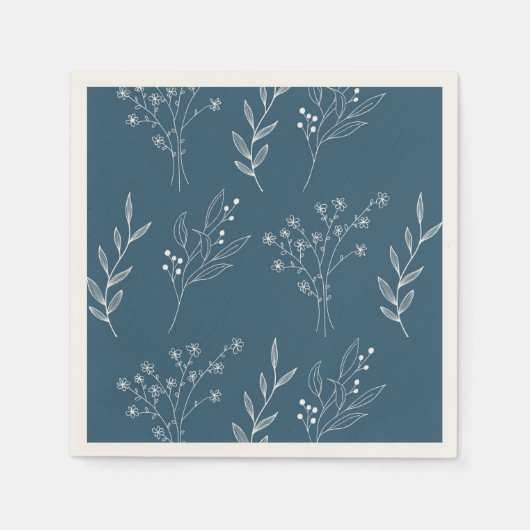 Marine Corner Floral Boho Bruiloft Servet (Voorkant)