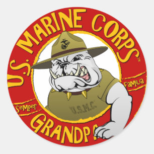 Marine Corp Grandpa Ronde Sticker