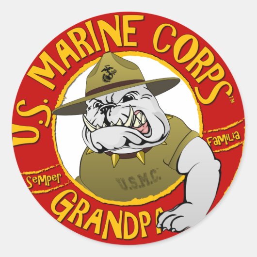 Marine Corp Opa Ronde Sticker (Voorkant)