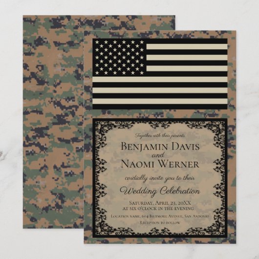 Marine Corps huwelijksuitnodiging Kaart (Voorkant / Achterkant)