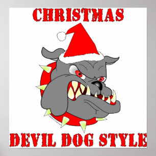 Marine corps kerstduivel Dog Style Poster