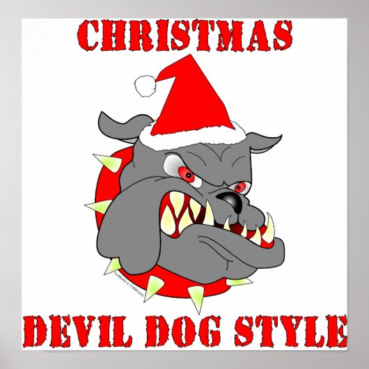 Marine corps kerstduivel Dog Style Poster (Voorkant)